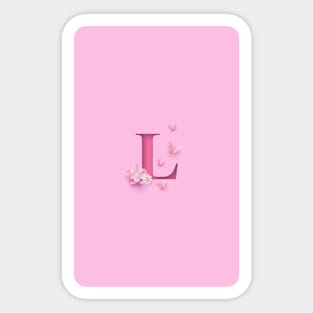 L Letter Personalized, Pink Minimal Cute Design, Birthday Gift, Christmas Gift Sticker